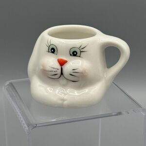 Mini Bunny Rabbit Ceramic Tea Cup Toothpick Holder Childs Easter Decor 2"